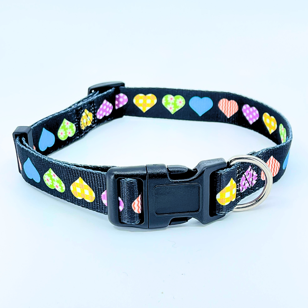 Colorful Hearts Dog Collar