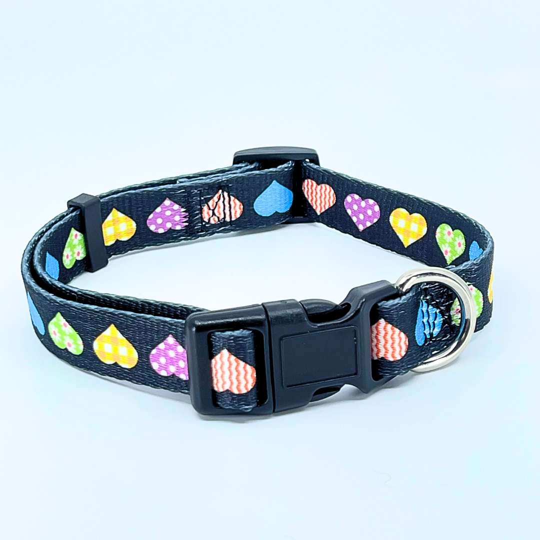 Colorful Hearts Dog Collar