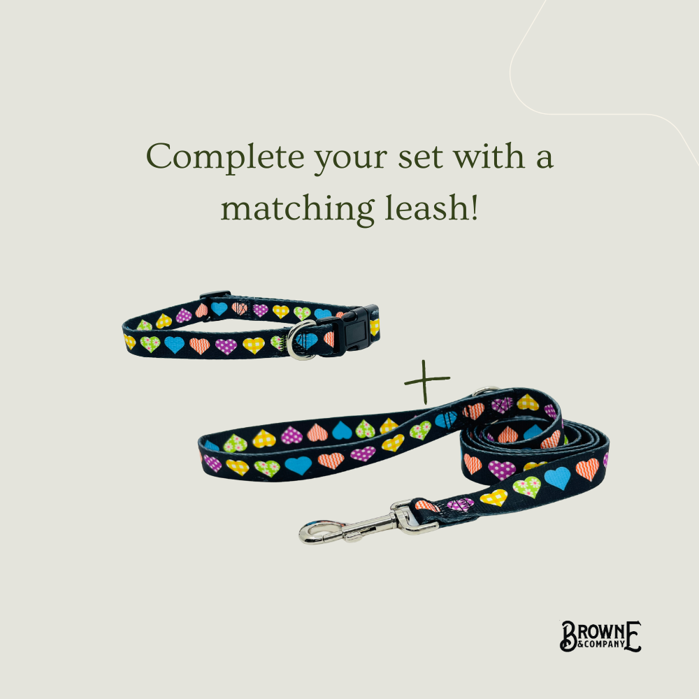 Colorful Hearts Dog Collar