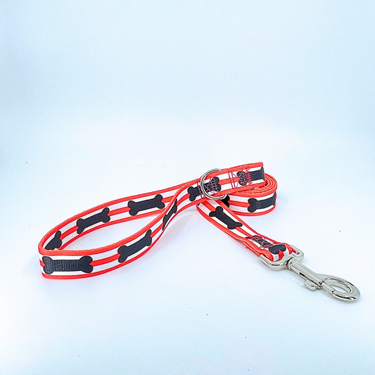 Red and Black Bones 1" Dog Leash