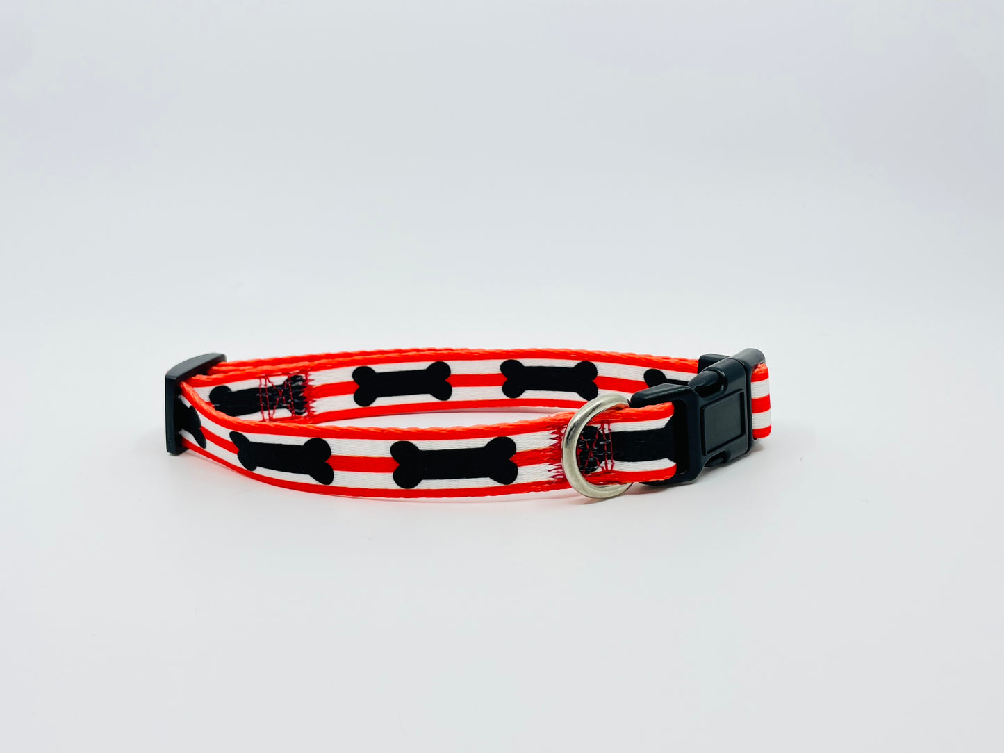 Red and Black Bones Dog Collar