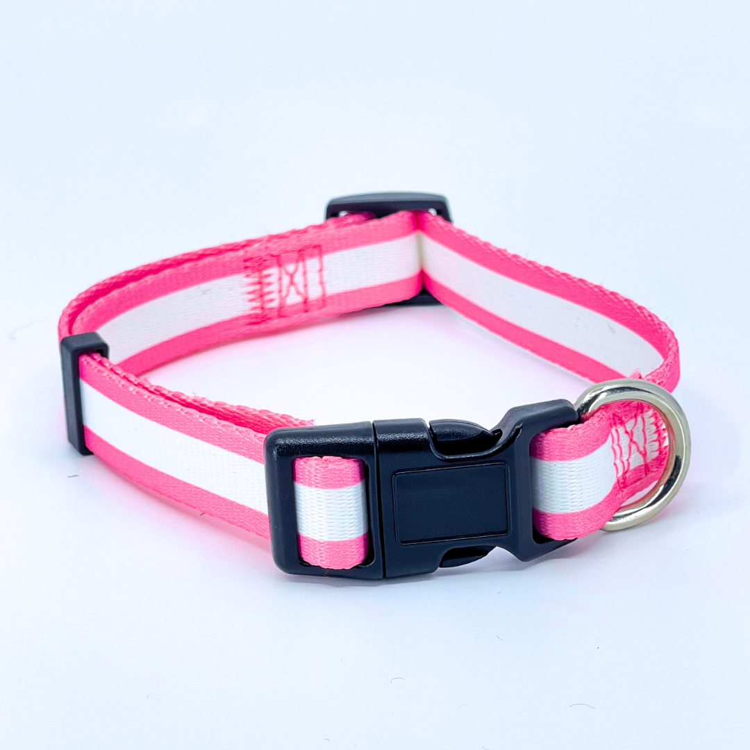 Pink Mighty Stripe Dog Collar