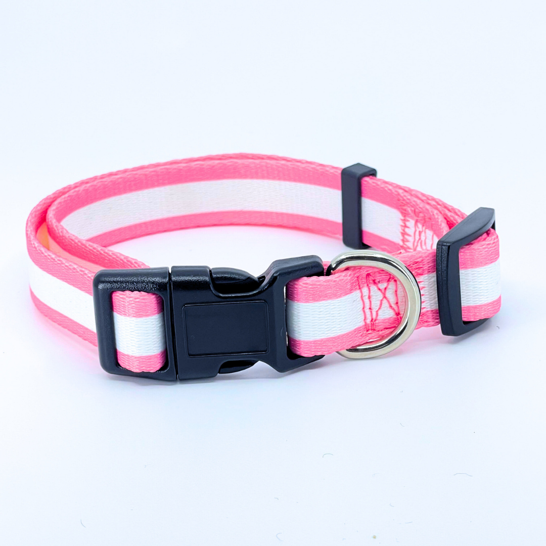 Pink Mighty Stripe Dog Collar