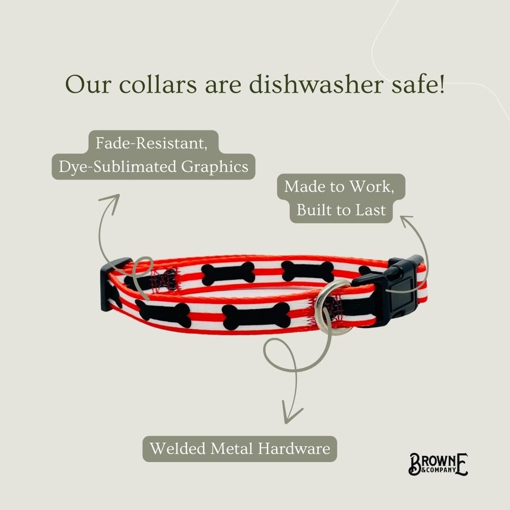 Red and Black Bones Dog Collar